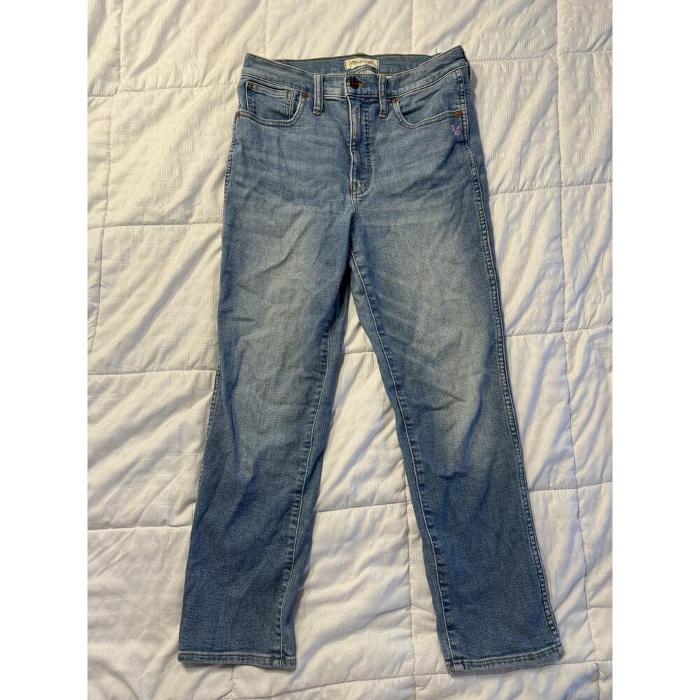 Madewell Stovepipe Jeans Emboridery Women's 27 Straight Leg Light Wash Spring